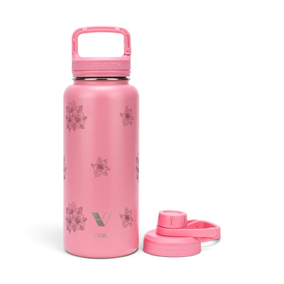 Garrafa Térmica Versity ColdKeeper 950ml Floral Rosa Rosa Chiclete, frente