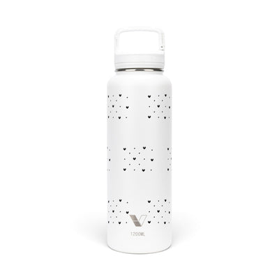 Garrafa Térmica Versity ColdKeeper 1200ml Corações Preta Branca, frente