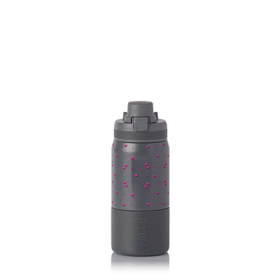 Garrafa Térmica PACCO Nexa 440ml Corações Rosa CINZA, frente