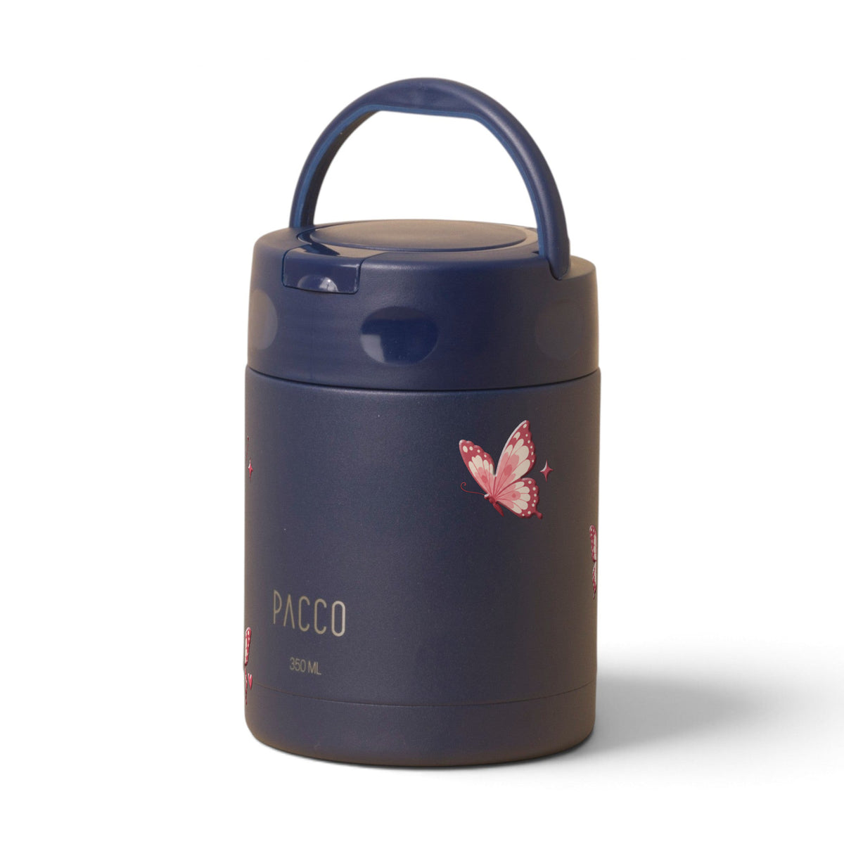 Pote Térmico PACCO FoodJar 350ml Rosé Butterfly Marinho, frente