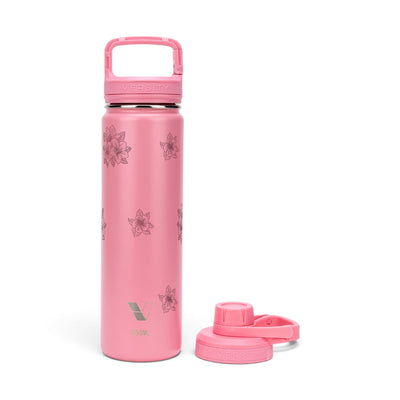 Garrafa Térmica Versity ColdKeeper 650ml Floral Rosa Rosa Chiclete, kit