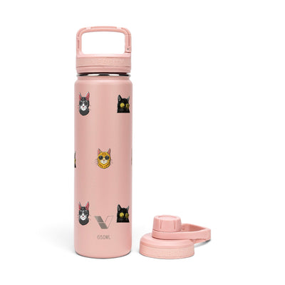 Garrafa Térmica Versity ColdKeeper 650ml Gatos de Óculos Rose, kit