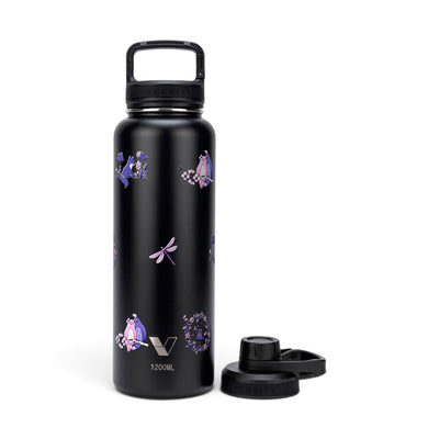 Garrafa Térmica Versity ColdKeeper 1200ml Natureza Lilás Preta, kit