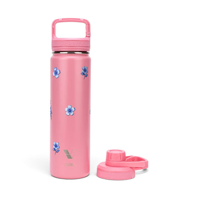 Garrafa Térmica Versity ColdKeeper 650ml Jardim Azul Rosa Chiclete, kit