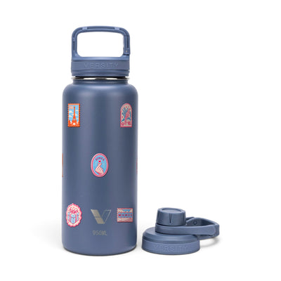 Garrafa Térmica Versity ColdKeeper 950ml Selos de Viagem Azul, kit