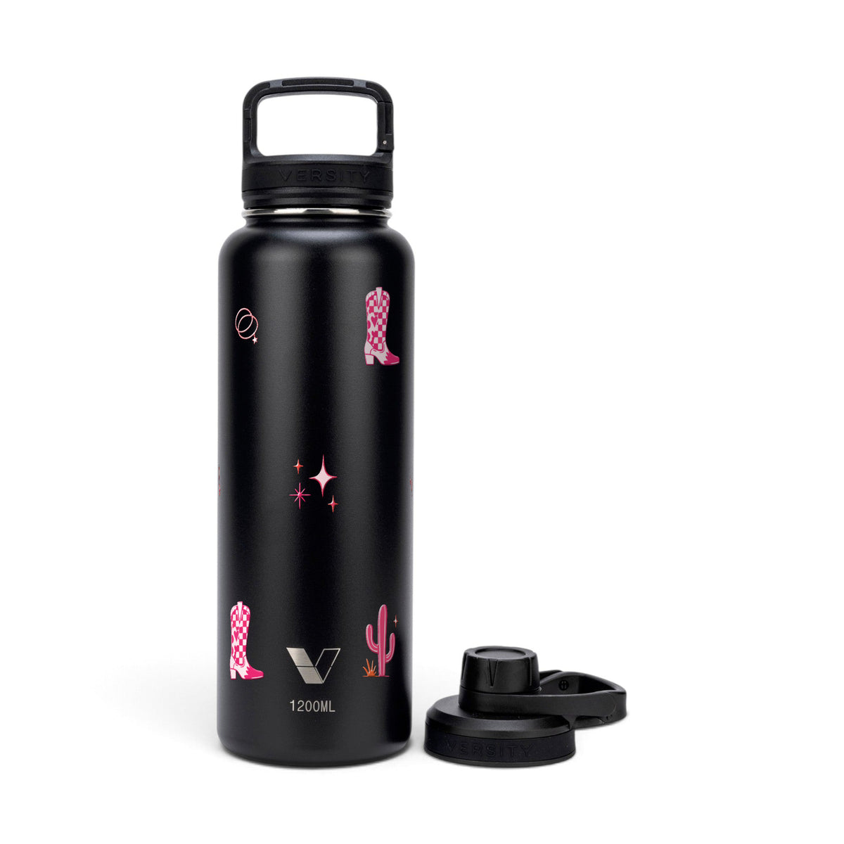 Garrafa Térmica Versity ColdKeeper 1200ml Country Rosa Preta, kit