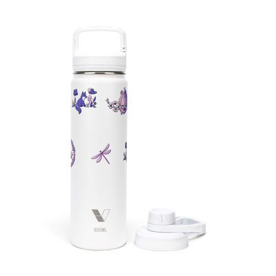 Garrafa Térmica Versity ColdKeeper 650ml Natureza Lilás Branca, kit