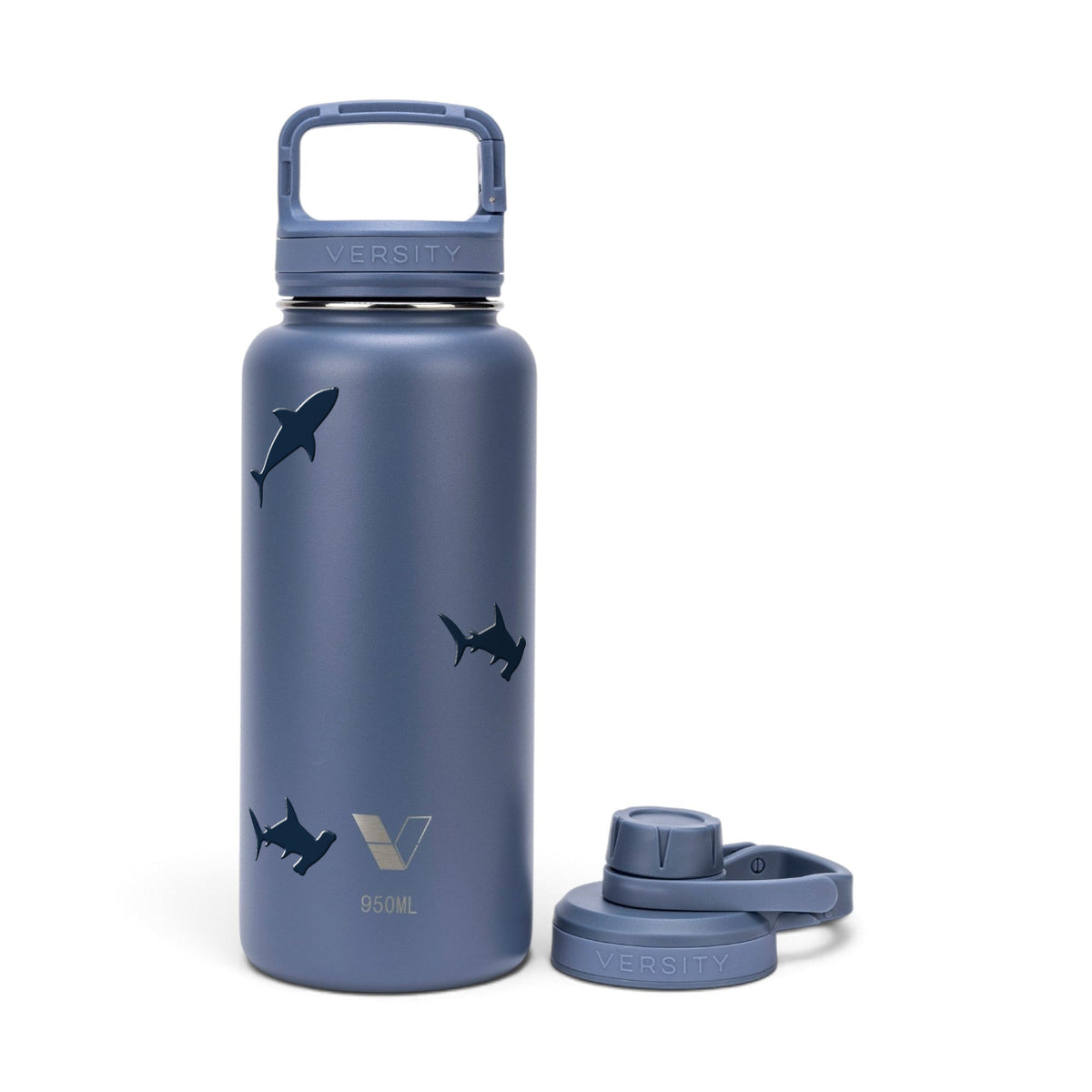 Garrafa Térmica Versity ColdKeeper 950ml Tubarões Azul, kit