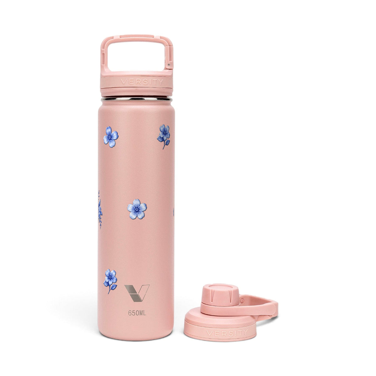Garrafa Térmica Versity ColdKeeper 650ml Jardim Azul Rose, kit