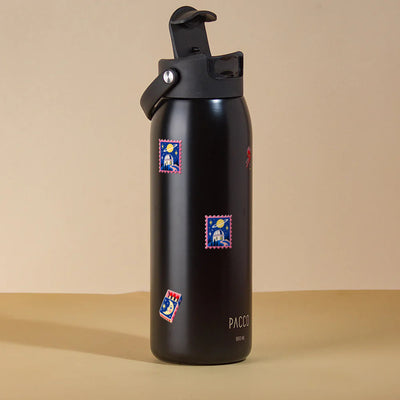 Garrafa Térmica PACCO Easy 950ml After Hours Preto, com a tampa aberta