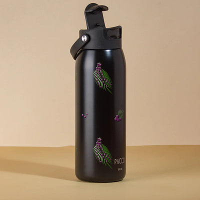 Garrafa Térmica PACCO Easy 950ml Açaí Preto, com a tampa aberta