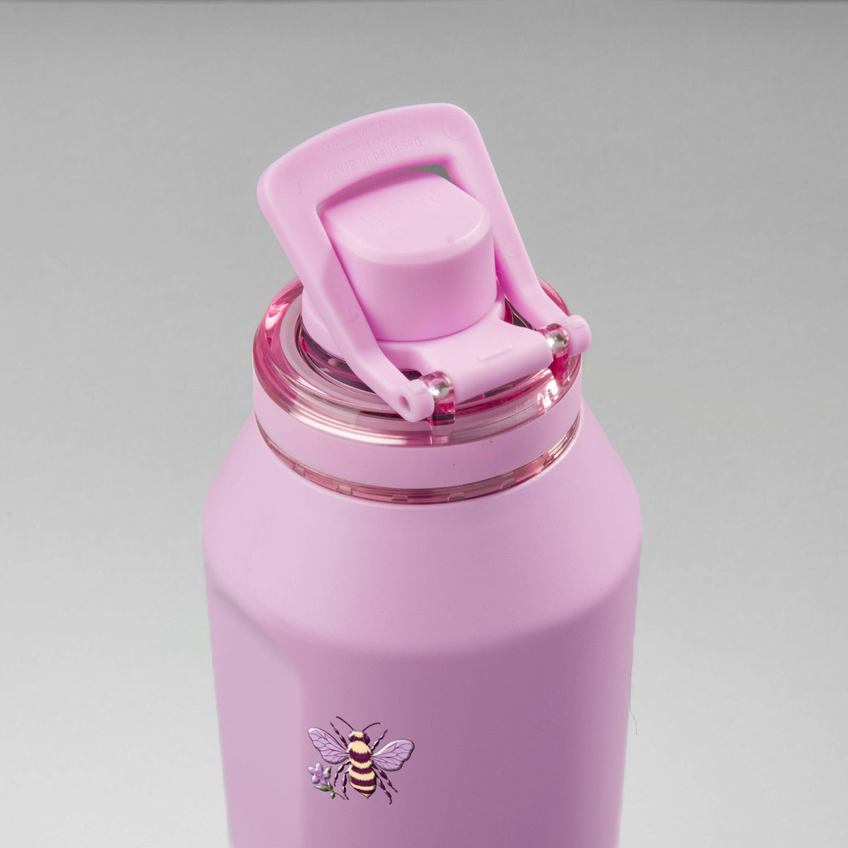 Garrafa Térmica PACCO Vyta 1200ml Lavanda Botânica Lilás, vista de cima com a alça levantada