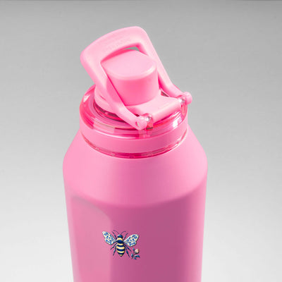 Garrafa Térmica PACCO Vyta 1200ml Porcelana Azul Chiclete, vista de cima com a alça levantada