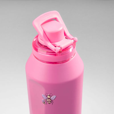 Garrafa Térmica PACCO Vyta 1200ml Lavanda Botânica Chiclete, vista de cima com a alça levantada