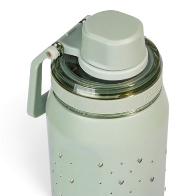 Garrafa Térmica PACCO Vyta 650ml Corações Sálvia Aqua Grey, detalhe da tampa