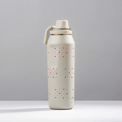 Garrafa Térmica PACCO Vyta 950ml Corações Rosa Creme, foto de estúdio