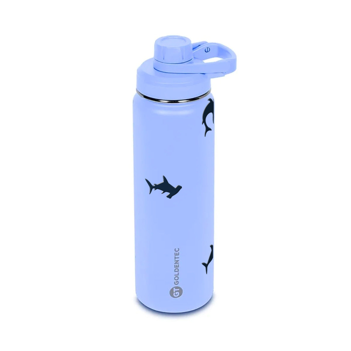 Garrafa Térmica Goldentec 750ml Tubarões Lavanda, frente