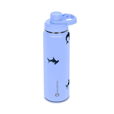 Garrafa Térmica Goldentec 750ml Tubarões Lavanda, frente