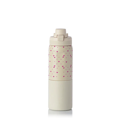 Garrafa Térmica PACCO Nexa 600ml Corações Rosa CREME, frente