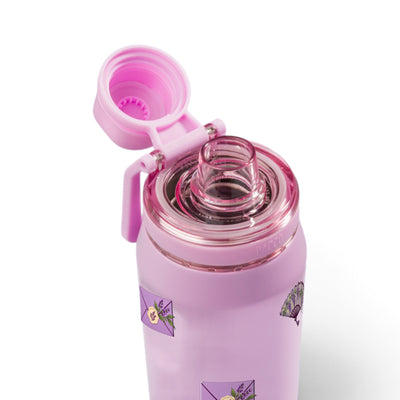 Garrafa Térmica PACCO Vyta 350ml Lavanda Botânica Lilás, com a tampa aberta
