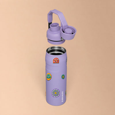 Garrafa Térmica Stanley Aerolight Fast Flow 710ml Retrô Good Vibes Lavender, com a tampa aberta