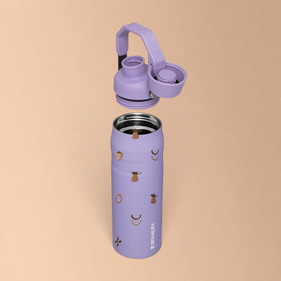 Garrafa Térmica Stanley Aerolight Fast Flow 710ml Coffee Lavender, com a tampa aberta
