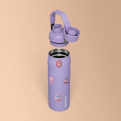 Garrafa Térmica Stanley Aerolight Fast Flow 710ml Selos de Viagem Lavender, com a tampa aberta