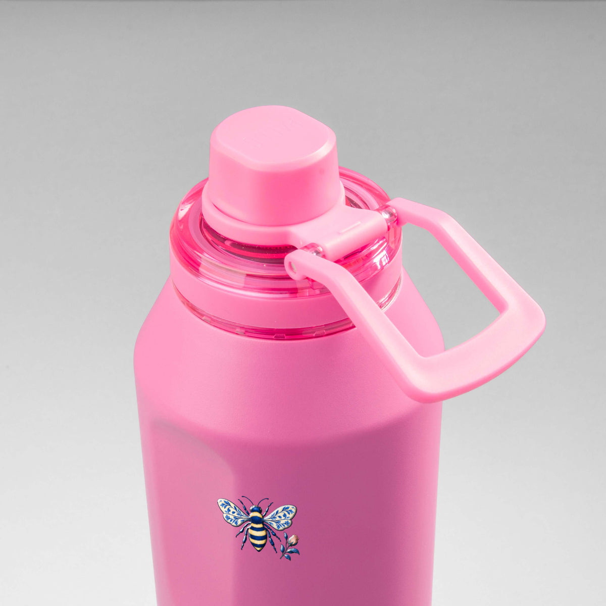 Garrafa Térmica PACCO Vyta 1200ml Porcelana Azul Chiclete, vista de cima com a alça de lado