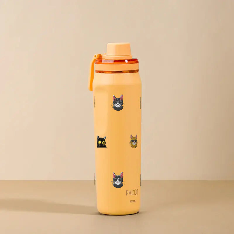 Garrafa Térmica PACCO Vyta 650ml Gatos de Óculos Yellow Crush, foto de estúdio