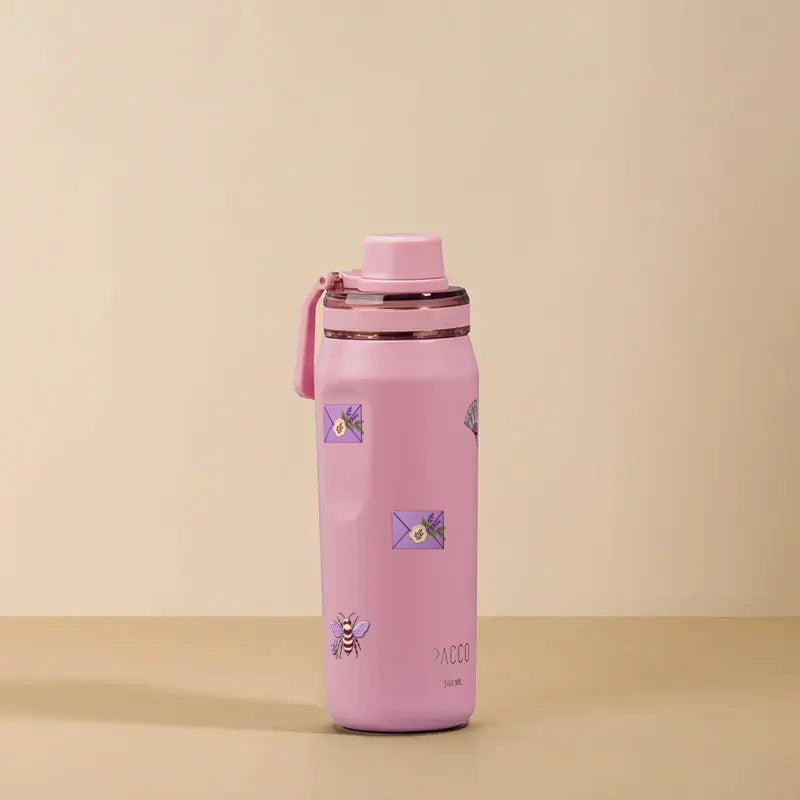 Garrafa Térmica PACCO Vyta 500ml Lavanda Botânica Sweet Rose, foto de estúdio