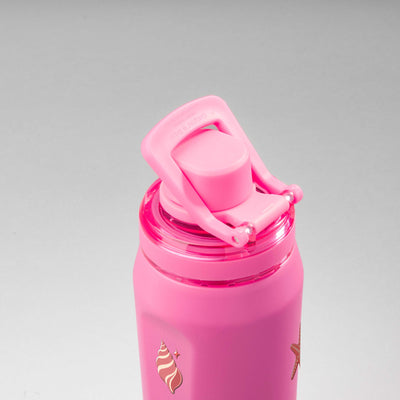Garrafa Térmica PACCO Vyta 650ml Ocean Blush Chiclete, vista de cima com a alça levantada