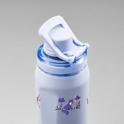 Garrafa Térmica PACCO Vyta 650ml Natureza Lilás Lavanda, vista de cima com a alça levantada