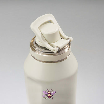 Garrafa Térmica PACCO Vyta 1200ml Lavanda Botânica Creme, vista de cima com a alça levantada