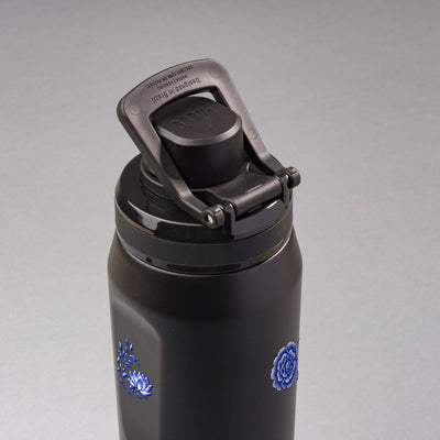 Garrafa Térmica PACCO Vyta 650ml Porcelana de Coalas Preta, vista de cima com a alça levantada