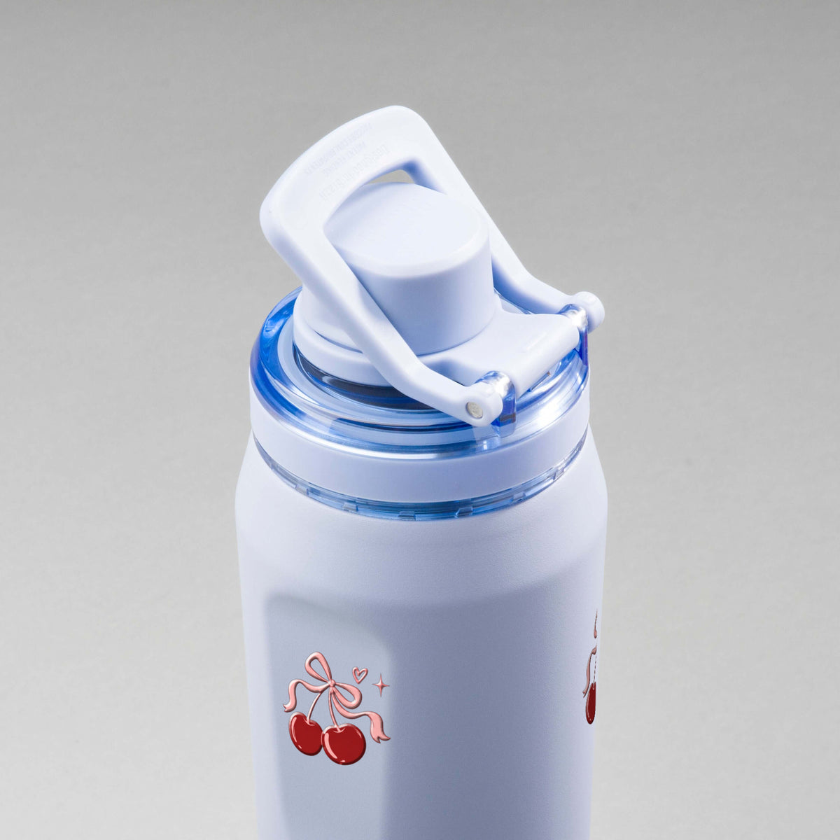 Garrafa Térmica PACCO Vyta 650ml Cereja Pop Lavanda, vista de cima com a alça levantada