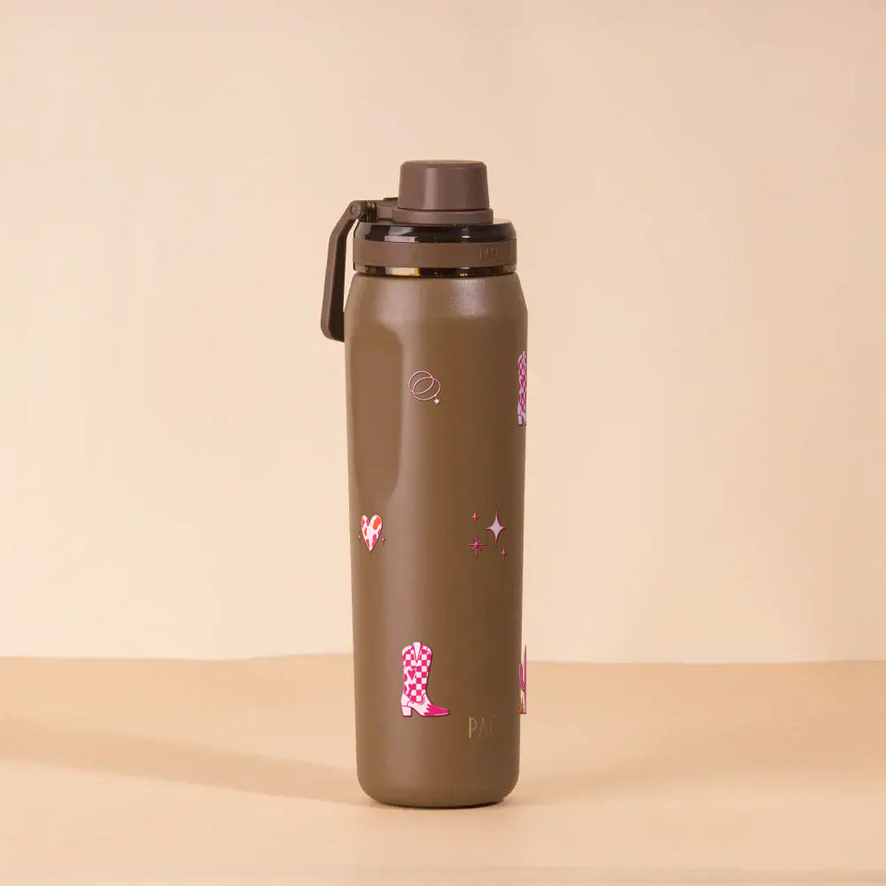 Garrafa Térmica PACCO Vyta 650ml Country Rosa Chocolate, foto de estúdio