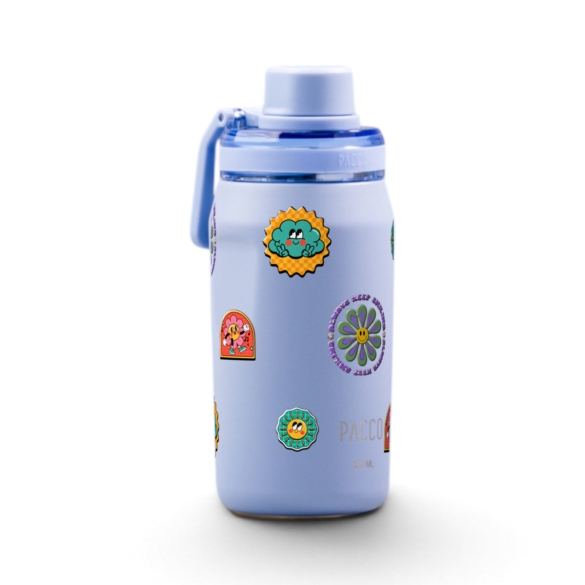 Garrafa Térmica PACCO Vyta 350ml Retrô Good Vibes Lavanda, frente 3