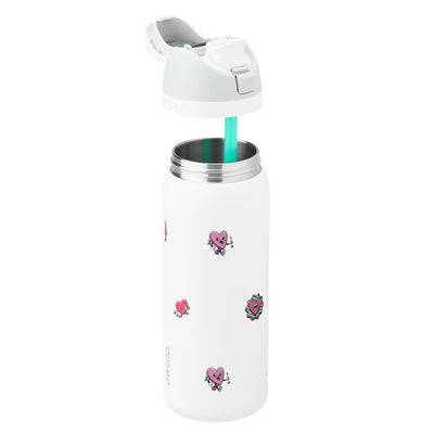Garrafa Térmica Owala FreeSip 946ml Corações White Marshmallow, sem tampa