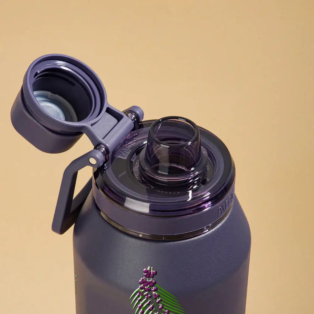 Garrafa Térmica PACCO Vyta 950ml Açaí Açai, com a tampa aberta