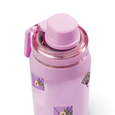 Garrafa Térmica PACCO Vyta 350ml Lavanda Botânica Lilás, tampa alca esquerda