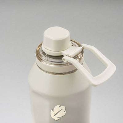 Garrafa Térmica PACCO Vyta 1200ml Folhas Creme Creme, vista de cima com a alça de lado