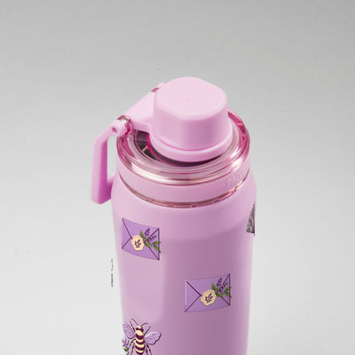 Garrafa Térmica PACCO Vyta 500ml Lavanda Botânica Lilás, vista de cima