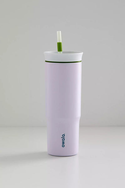 Copo Tumbler Térmico Owala - 710ml | 24oz, lilás com canudo e isolamento a vácuo para bebidas frias e quentes, design moderno.