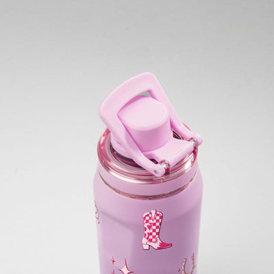 Garrafa Térmica PACCO Vyta 350ml Country Rosa Lilás, alca levantada