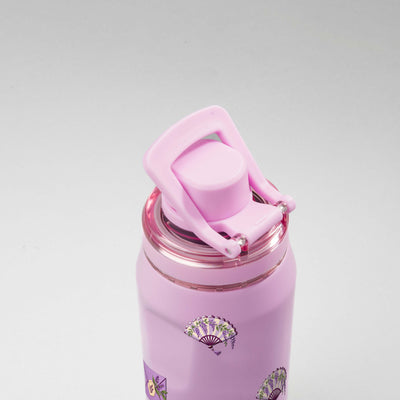 Garrafa Térmica PACCO Vyta 350ml Lavanda Botânica Lilás, alca levantada