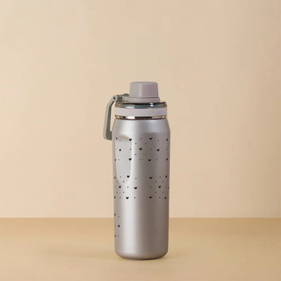 Garrafa Térmica PACCO Vyta 500ml Corações Preta Ouro Branco, foto de estúdio