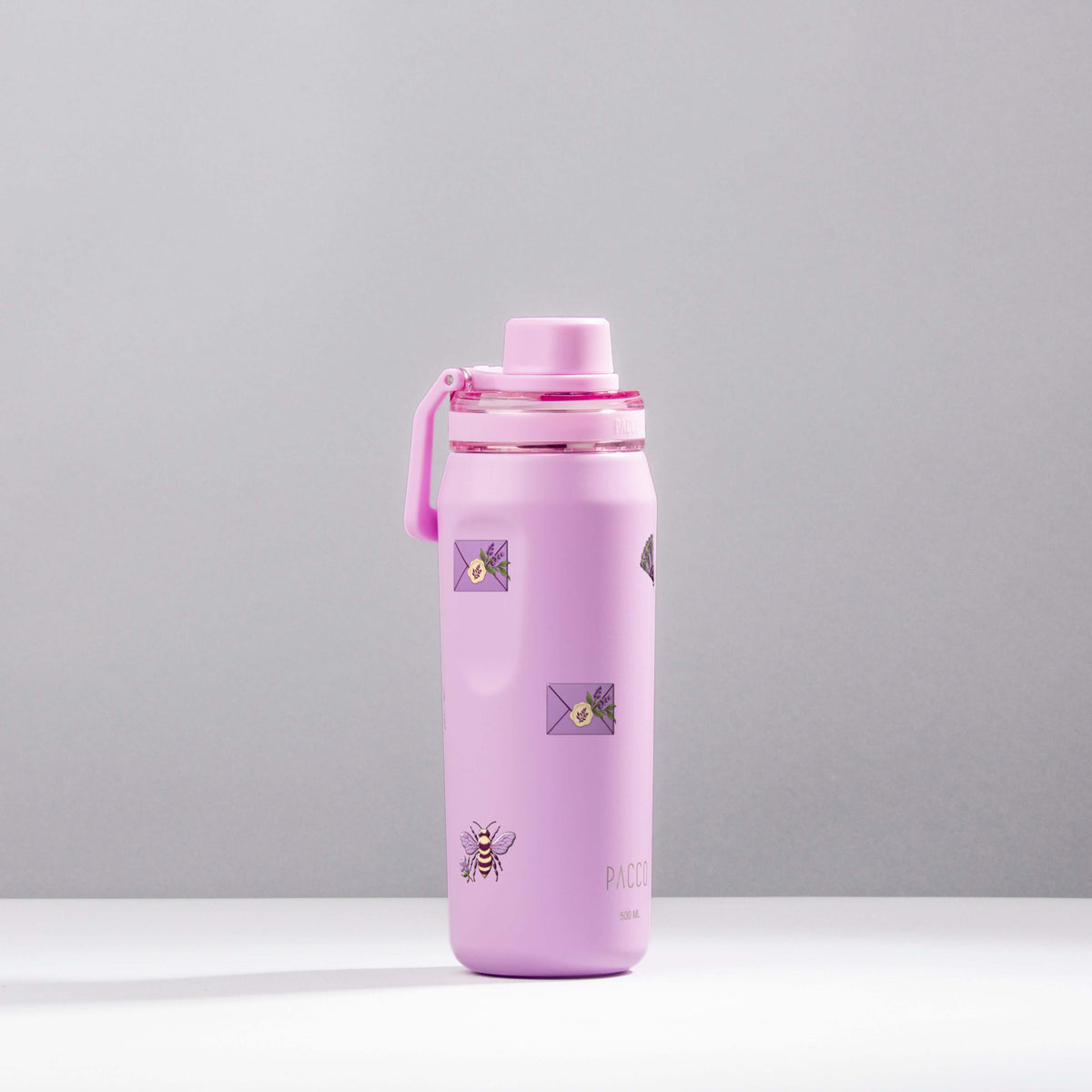 Garrafa Térmica PACCO Vyta 500ml Lavanda Botânica Lilás, foto de estúdio