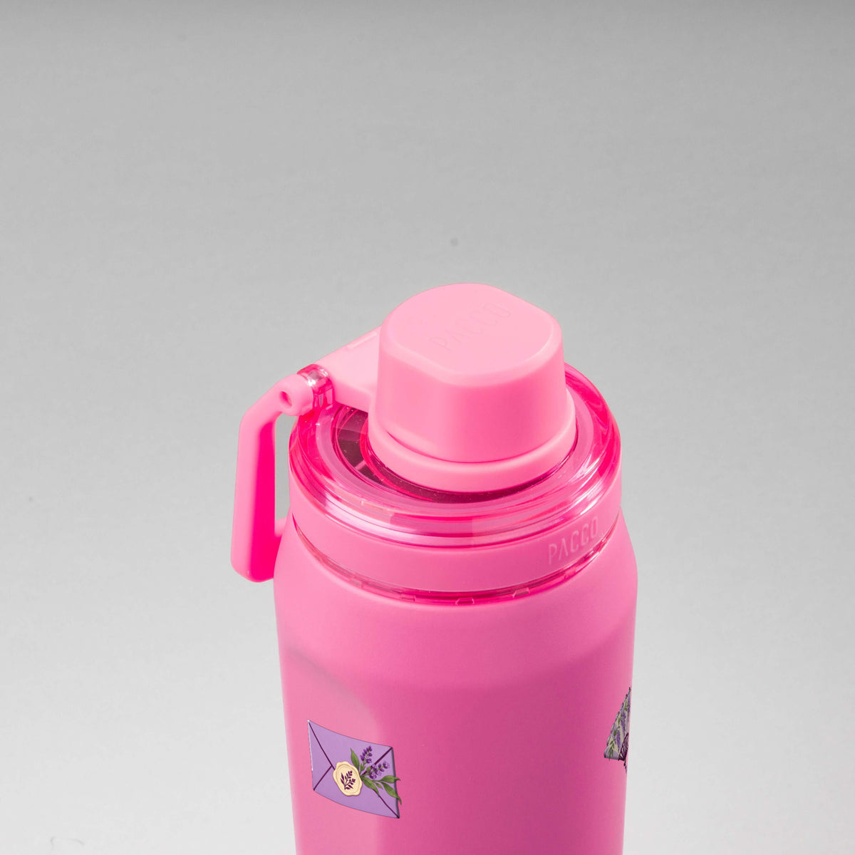 Garrafa Térmica PACCO Vyta 650ml Lavanda Botânica Chiclete, vista de cima