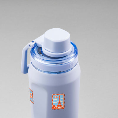 Garrafa Térmica PACCO Vyta 650ml Selos de Viagem Lavanda, vista de cima