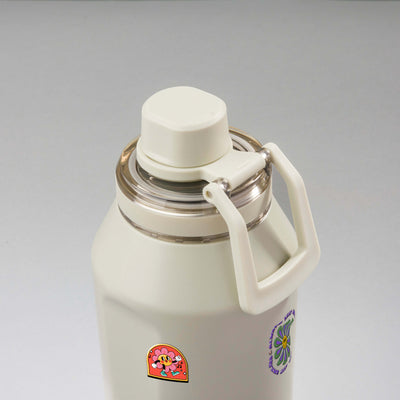 Garrafa Térmica PACCO Vyta 1200ml Retrô Good Vibes Creme, vista de cima